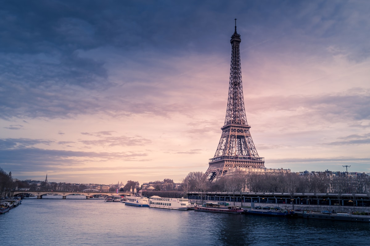 The Eiffel Tower on a bright day in Paris